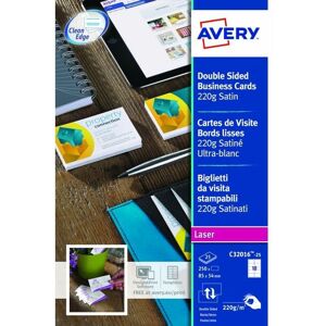 Avery - Business Card Double Sided 10 Per Sheet 220gsm Satin (Pack 250) C32016-25 Avery - Business Card Double Sided 10 Per Sheet 220gsm Satin (Pack 250) C32016-25