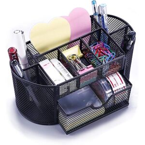 BASETBL Desk organizer, metal mesh desk organizer with drawer and pen holder, stapler, file clips, sticky notes, space-saving desk organizer BASETBL Desk organizer, metal mesh desk organizer with drawer and pen holder, stapler, file clips, sticky notes, space-saving desk organizer