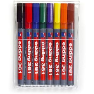 Edding edding 361 Whiteboard Marker Bullet Tip 1mm Line Assorted Colours (Pack 8 Edding edding 361 Whiteboard Marker Bullet Tip 1mm Line Assorted Colours (Pack 8