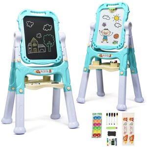 COSTWAY Kids Double Sided Easel Height Adjustable Standing Drawing Board with Storage COSTWAY Kids Double Sided Easel Height Adjustable Standing Drawing Board with Storage