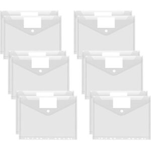 MCBOSON Pack of 12 A4 Transparent Document Folders - A4 Size - With 11 Holes and Label Pocket for Organizing Documents MCBOSON Pack of 12 A4 Transparent Document Folders - A4 Size - With 11 Holes and Label Pocket for Organizing Documents