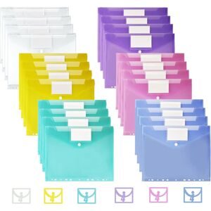 Linghhang - Pack of 24 A4 Plastic Pockets, Document Pockets with Flap, Bright Transparent Colors, File Pocket Linghhang - Pack of 24 A4 Plastic Pockets, Document Pockets with Flap, Bright Transparent Colors, File Pocket