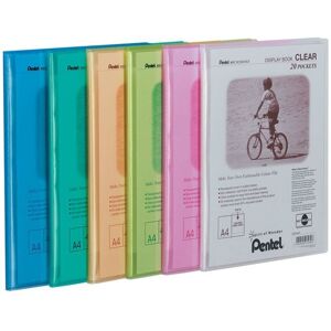 Pentel - Recycology A4 Display Book Clear 20 Pocket Assorted Colours (Pack 5) Pentel - Recycology A4 Display Book Clear 20 Pocket Assorted Colours (Pack 5)