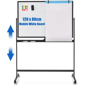 COSTWAY Portable Double-Sided Magnetic Mobile Whiteboard Adjustable Rolling Erase Board COSTWAY Portable Double-Sided Magnetic Mobile Whiteboard Adjustable Rolling Erase Board