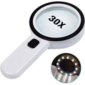 TEHTUY Reading Magnifier, 30X Magnifier with 12 LED Lights - Illuminated Reading Magnifier for Seniors - for Reading, Coins, Stamps, Maps, Inspection TEHTUY Reading Magnifier, 30X Magnifier with 12 LED Lights - Illuminated Reading Magnifier for Seniors - for Reading, Coins, Stamps, Maps, Inspection