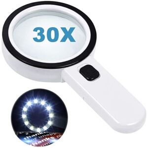 SNQ Reading magnifier with 12 LED lights, double glass lens and 30x magnification. For easy reading of coins, stamps and maps. SNQ Reading magnifier with 12 LED lights, double glass lens and 30x magnification. For easy reading of coins, stamps and maps.