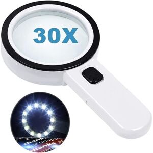 TORMATOR Reading magnifier with 12 LED lights, double glass lens and 30x magnification. For easy reading of coins, stamps and maps. TORMATOR Reading magnifier with 12 LED lights, double glass lens and 30x magnification. For easy reading of coins, stamps and maps.