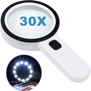 YMYNY Reading magnifier with 12 led lights, double glass lens with 30x magnification. For easy reading of coins, stamps and cards. Ideal for macular YMYNY Reading magnifier with 12 led lights, double glass lens with 30x magnification. For easy reading of coins, stamps and cards. Ideal for macular