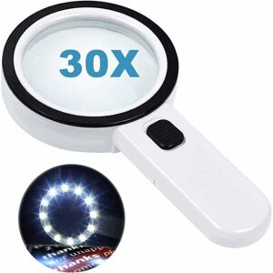 SNQ Reading magnifier with 12 LED lights, double glass lens with 30x magnification. For easy reading of coins, stamps, and maps. Ideal for those with SNQ Reading magnifier with 12 LED lights, double glass lens with 30x magnification. For easy reading of coins, stamps, and maps. Ideal for those with