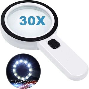SNQ Reading magnifier with 12 LED lights, double glass lens with 30x magnification. For easy reading of coins, stamps, and maps. Ideal for those with SNQ Reading magnifier with 12 LED lights, double glass lens with 30x magnification. For easy reading of coins, stamps, and maps. Ideal for those with