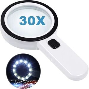 MCBOSON Reading magnifying glass with 12 LED lights, double glass lens, and 30x magnification. For easy reading of coins, stamps, and maps. MCBOSON Reading magnifying glass with 12 LED lights, double glass lens, and 30x magnification. For easy reading of coins, stamps, and maps.