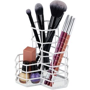 Relaxdays - Brush Holder, 3 Compartments, Hexagon, h x w x d: 12.5 x 12 x 12.5 cm, Wire, Pen Holder, Organiser, White Relaxdays - Brush Holder, 3 Compartments, Hexagon, h x w x d: 12.5 x 12 x 12.5 cm, Wire, Pen Holder, Organiser, White