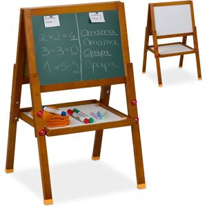 Relaxdays Children's Easel, Magnetic Board, Height-Adjustable, HWD: 77 x 39 x 44.5 cm, Whiteboard & Chalkboard, Brown Relaxdays Children's Easel, Magnetic Board, Height-Adjustable, HWD: 77 x 39 x 44.5 cm, Whiteboard & Chalkboard, Brown