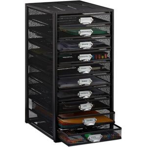 Relaxdays - Desk Organiser, 10 Drawers for din A4 Files, Letter Tray and Paper Sorter, Mini Chest of Drawers, Black Relaxdays - Desk Organiser, 10 Drawers for din A4 Files, Letter Tray and Paper Sorter, Mini Chest of Drawers, Black