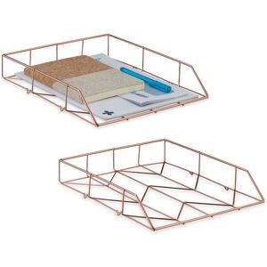 Relaxdays Desk Organiser, 2x Set, File Holder, Storage, Letter Rack, HxWxD: 5.5 x 26 x 31.5, Office, A4, Desk, Rose Gold Relaxdays Desk Organiser, 2x Set, File Holder, Storage, Letter Rack, HxWxD: 5.5 x 26 x 31.5, Office, A4, Desk, Rose Gold