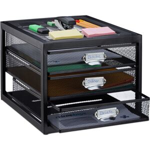 Relaxdays - Desk Organiser, 3 Drawers for din A4 Files, Letter Tray and Paper Sorter, Mini Chest of Drawers, Black Relaxdays - Desk Organiser, 3 Drawers for din A4 Files, Letter Tray and Paper Sorter, Mini Chest of Drawers, Black