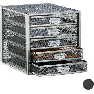 Relaxdays - Desk Organiser, 5 Drawers for din A4 Files, Letter Tray and Paper Sorter, Mini Chest of Drawers, Silver Relaxdays - Desk Organiser, 5 Drawers for din A4 Files, Letter Tray and Paper Sorter, Mini Chest of Drawers, Silver
