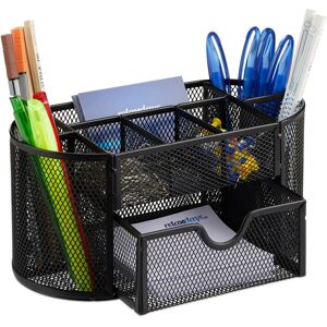 Relaxdays Desk Organiser, Stationery Tray with Pen Holder & Note Box, HWD: 10.5x22x11cm cm, Black Relaxdays Desk Organiser, Stationery Tray with Pen Holder & Note Box, HWD: 10.5x22x11cm cm, Black