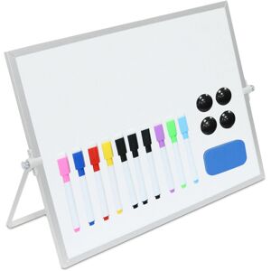 Relaxdays desk whiteboard, 30x40 cm, magnetic, 360° swivel, with pens, magnets, sponge, white/silver Relaxdays desk whiteboard, 30x40 cm, magnetic, 360° swivel, with pens, magnets, sponge, white/silver