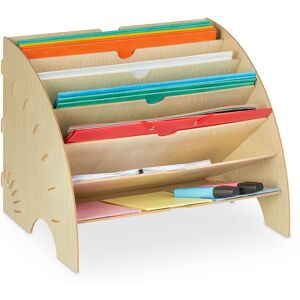 Relaxdays - Document Tray, 6 Compartments, din A4, HxWxD: 27 x 34 x 27 cm, Office & School, Office Organiser, mdf, Beige Relaxdays - Document Tray, 6 Compartments, din A4, HxWxD: 27 x 34 x 27 cm, Office & School, Office Organiser, mdf, Beige