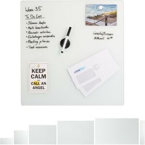 Relaxdays Glass Magnetic Dry Erase Memo Board 50 x 50 cm, Writable, 3 Magnets, Safety Glass Magnet Board, White Relaxdays Glass Magnetic Dry Erase Memo Board 50 x 50 cm, Writable, 3 Magnets, Safety Glass Magnet Board, White