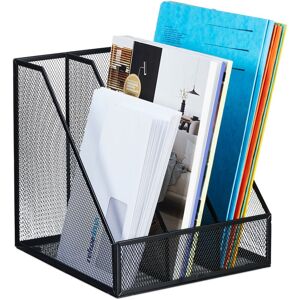 Relaxdays - Magazine File, A4, 3 Compartments, Mesh Design, 26 x 24 x 26 cm, Office Storage, Document Holder, Metal, Black Relaxdays - Magazine File, A4, 3 Compartments, Mesh Design, 26 x 24 x 26 cm, Office Storage, Document Holder, Metal, Black