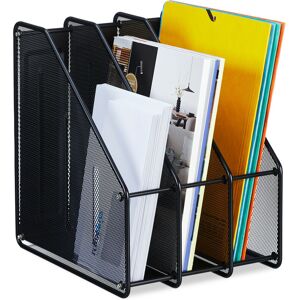 Relaxdays - Magazine File, A4, 3 Compartments, Mesh Design, 31.5 x 24 x 29 cm, Office Tidy, Document Holder, Metal, Black Relaxdays - Magazine File, A4, 3 Compartments, Mesh Design, 31.5 x 24 x 29 cm, Office Tidy, Document Holder, Metal, Black
