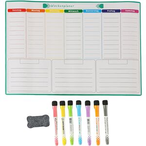 Relaxdays magnetic weekly planner for refrigerator, wipeable, A3, whiteboard markers & sponge, colourful, white Relaxdays magnetic weekly planner for refrigerator, wipeable, A3, whiteboard markers & sponge, colourful, white