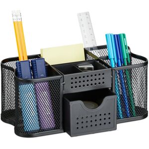 Relaxdays - Mesh Desk Organiser, Pen Holder & Drawer, Pen Pot, Pen Holder, Steel, hbt 10 x 23.5 x 11.5 cm, Black Relaxdays - Mesh Desk Organiser, Pen Holder & Drawer, Pen Pot, Pen Holder, Steel, hbt 10 x 23.5 x 11.5 cm, Black