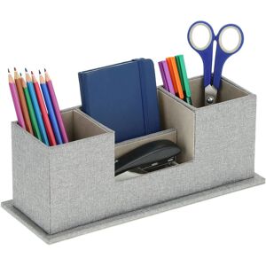 Relaxdays Desk Organiser, 4 Compartments, Fabric Look, H x W x D: 11 x 29.5 x 11 cm, Office & Home, Grey Relaxdays Desk Organiser, 4 Compartments, Fabric Look, H x W x D: 11 x 29.5 x 11 cm, Office & Home, Grey