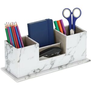 Relaxdays Desk Organiser, 4 Compartments, Marble Look, H x W x D: 11 x 29.5 x 11 cm, Office & Home, White Relaxdays Desk Organiser, 4 Compartments, Marble Look, H x W x D: 11 x 29.5 x 11 cm, Office & Home, White