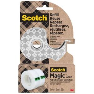 Scotch Stainless Steel Tape Dispenser with 2 Rolls of Magic Tape 19mm x 13.9m (P Scotch Stainless Steel Tape Dispenser with 2 Rolls of Magic Tape 19mm x 13.9m (P
