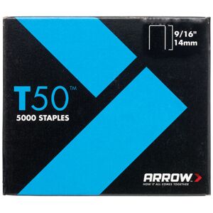 Arrow - A509 T50 Staples 14mm (9/16in) (Pack 5000, 4 x 1250) ARRT50916 Arrow - A509 T50 Staples 14mm (9/16in) (Pack 5000, 4 x 1250) ARRT50916