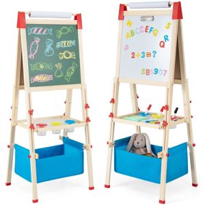 Costway - Wooden Kids Art Easel Double Sided Easel Blackboard W/Replaceable Paper Roller Costway - Wooden Kids Art Easel Double Sided Easel Blackboard W/Replaceable Paper Roller