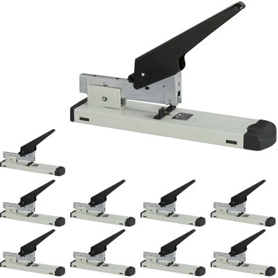 Relaxdays Professional Stapler, 10x Set 210-Sheet Capacity, 24/6 Staples, 70 mm Depth, Office, Heavy-Duty, Durable, Grey Relaxdays Professional Stapler, 10x Set 210-Sheet Capacity, 24/6 Staples, 70 mm Depth, Office, Heavy-Duty, Durable, Grey