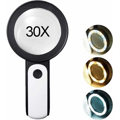 Odipie - 30X Magnifying Glass with 18 led Lights, Reading Magnifier with Light for Reading, Watchmaker, Hobbies, Crafts, Coins, Stamps, Jewelry Odipie - 30X Magnifying Glass with 18 led Lights, Reading Magnifier with Light for Reading, Watchmaker, Hobbies, Crafts, Coins, Stamps, Jewelry