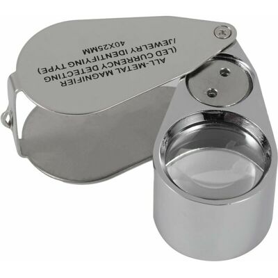 Fuhuida Trading - 40X Metal Illuminated Jewelers Magnifier Magnifier with Folding Design, Pocket Magnifier with led Light (led Coin Detection / Fuhuida Trading - 40X Metal Illuminated Jewelers Magnifier Magnifier with Folding Design, Pocket Magnifier with led Light (led Coin Detection /