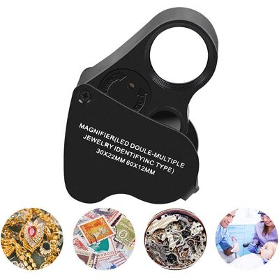 AIPERQ Jeweler's Loupe Jewelers Eye Loupe Illuminated 30X 60X Loop Jewelry Magnifier with uv Blacklight and Bright led Light for Diamond Gem Coin Stamp Rock AIPERQ Jeweler's Loupe Jewelers Eye Loupe Illuminated 30X 60X Loop Jewelry Magnifier with uv Blacklight and Bright led Light for Diamond Gem Coin Stamp Rock