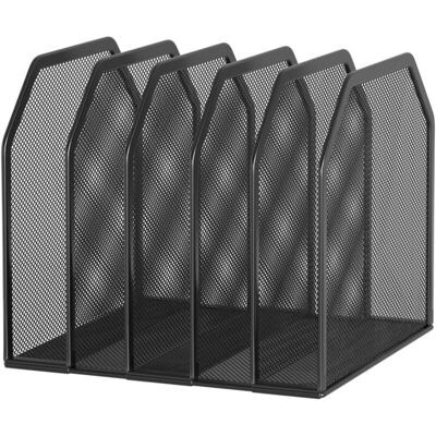 Groofoo - Metal 5-Section File Folder Organizer for Desk Compact Vertical Desk File Holder Desktop Paper Sorter for Documents, Notebooks, Books Black Groofoo - Metal 5-Section File Folder Organizer for Desk Compact Vertical Desk File Holder Desktop Paper Sorter for Documents, Notebooks, Books Black