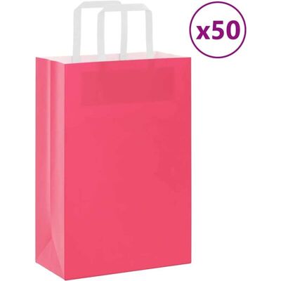 vidaXL Pink Kraft Paper Bags Set of 50 - Paper Bags vidaXL Pink Kraft Paper Bags Set of 50 - Paper Bags