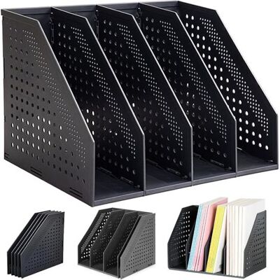 OEM Folding Magazine Rack, 4 Compartments, Magazine Holder, Desk Organizer, File Folder, Document Storage, Book Holder For Office, School, Stationery, Paper Documents OEM Folding Magazine Rack, 4 Compartments, Magazine Holder, Desk Organizer, File Folder, Document Storage, Book Holder For Office, School, Stationery, Paper Documents