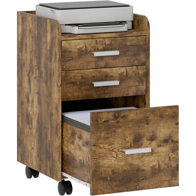 STUNACY 3 Drawer Filing Cabinet, Rolling File Cabinet With Edged Top For Letter, A4 Size, Hanging File Folders, Rustic Brown STUNACY 3 Drawer Filing Cabinet, Rolling File Cabinet With Edged Top For Letter, A4 Size, Hanging File Folders, Rustic Brown