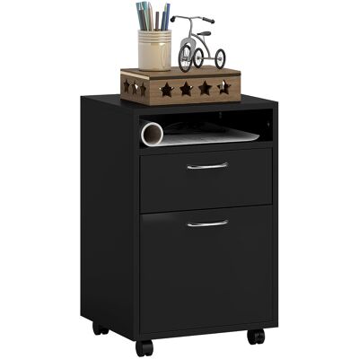 STUNACY Filing Cabinet, Mobile File Cabinet With 2 Drawers, Office Home Organiser On Wheels For A4, Letter-size File Folders, Mobile Printer With Open Shelf, Black STUNACY Filing Cabinet, Mobile File Cabinet With 2 Drawers, Office Home Organiser On Wheels For A4, Letter-size File Folders, Mobile Printer With Open Shelf, Black