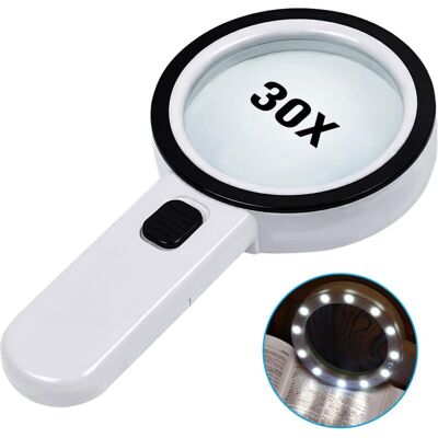 OEM Reading Magnifier, 30x Magnifying Glass With 12 Led Light - Illuminated Reading Magnifier For Seniors - For Reading, Coins, Stamps, Map, Inspection OEM Reading Magnifier, 30x Magnifying Glass With 12 Led Light - Illuminated Reading Magnifier For Seniors - For Reading, Coins, Stamps, Map, Inspection