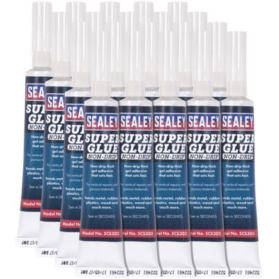 SCS303 Non-Drip Gel Super Glue 20g - Pack of 20 - Sealey SCS303 Non-Drip Gel Super Glue 20g - Pack of 20 - Sealey