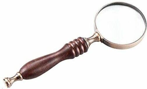 HOOPZI Handheld Magnifier, Antique Handle Magnifier 10X Reading Magnifying Glass Loupe Magnifier for Reading Book, Inspection, Coins, Insects, Rocks, Map,