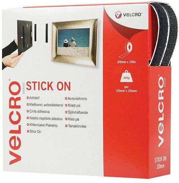 Velcro - Brand Stick On Tape 20mm x 10m Black VEL60220