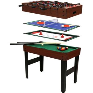 Charles Bentley - 4-In-1 Sports Table Pool, Football, Push Hockey & Table Tennis - Blue