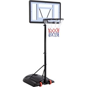 Portable Basketball Hoop System Height Adjustment pvc Backboard Basketball Stand System w/ Wheels For Indoors/Outdoors, Black - Yaheetech