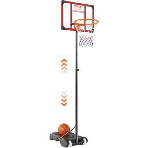 VEVOR Basketball Hoop, 5-7 ft Adjustable Height Portable Backboard System, 28 inch Basketball Hoop & Goal, Kids & Adults Basketball Set with Wheels, Stand,